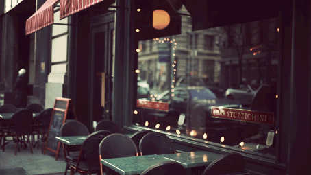 A cinemagraph of a taxi reflected in a cafe window, illustrating the beauty of corrected and natural vision. (Image © Jamie Beck and Kevin Burg)