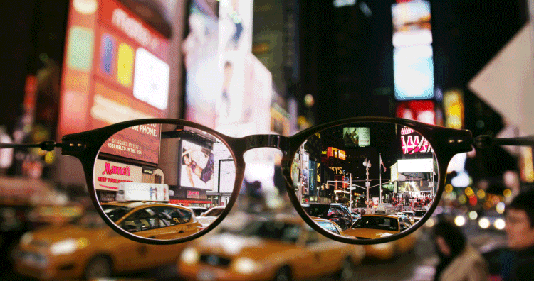 A cinemagraph of Times Square's flashing lights, illustrating the beauty of corrected and natural vision. (Image © Jamie Beck and Kevin Burg)