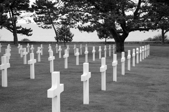 The American cemetery at Omaha Beach in Normandy, with graves of the fallen during the D-Day invasion, the longest day where life's choices made a difference. (Photo © Meredith Mullins).