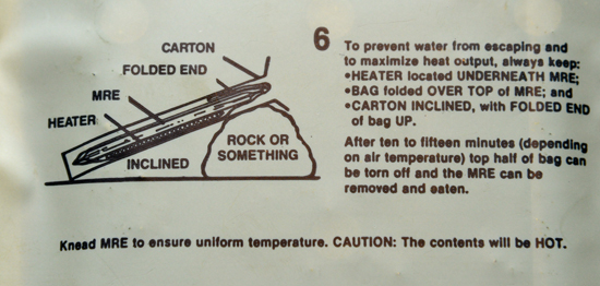 Stove instructions for an MRE, life-changing experiences in the world of field rations (Photo © Meredith Mullins)