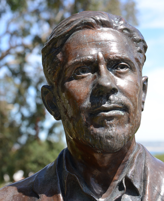 Close up of Ed Ricketts memorial on Cannery Row, creative inspiration for John Steinbeck's novels. (Photo © Meredith Mullins)