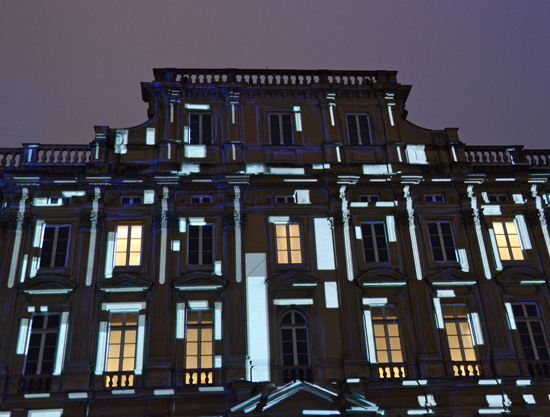 Place des Terreaux in Lyon, France, with light installations for Fête des Lumières, showing the art of light. (Photo © Meredith Mullins)