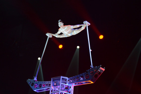 Travel pleasures provided by Pan Yuexin, a circus performer from China showing the circus arts of balance at the Circus of Tomorrow (Photo © Meredith Mullins)