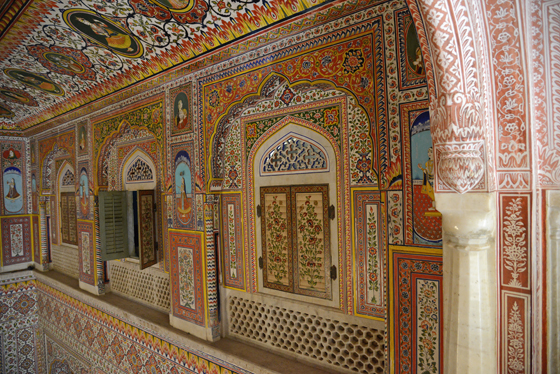 The Samode Palace near Jaipur, cultural encounters in Northern India that provide travel inspiration. (Image © Meredith Mullins)