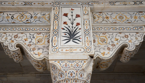 Inlaid work at the Agra Fort, cultural encounters in Northern India that provide travel inspiration. (Image © Meredith Mullins)