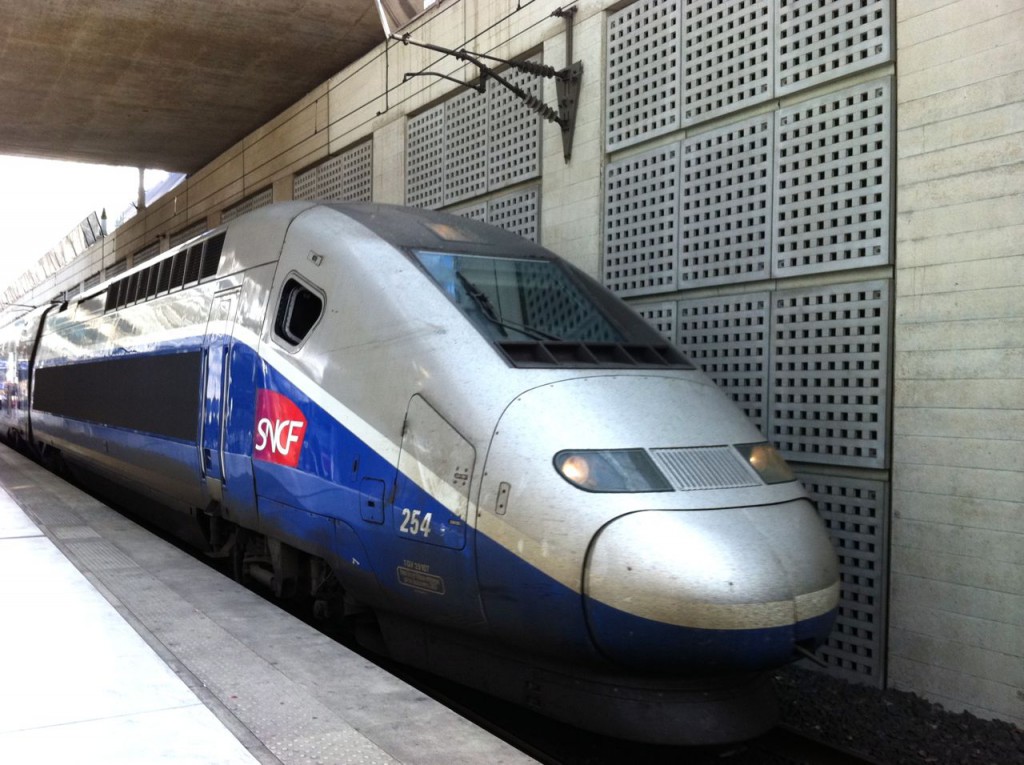 TGV train in Paris, France, showing a challenge for the penniless travel ninja and inspiring creative travel tips. (Image © Sheron Long)