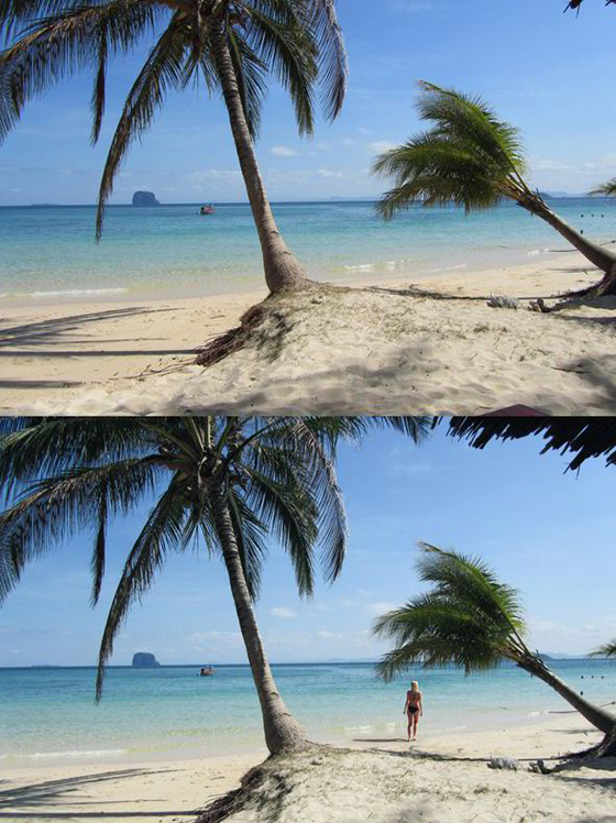 A palm tree beach with and without Zilla van den Born on her virtual vacation to Southeast Asia, inspired by wanderlust. (Image © Zilla van den Born)