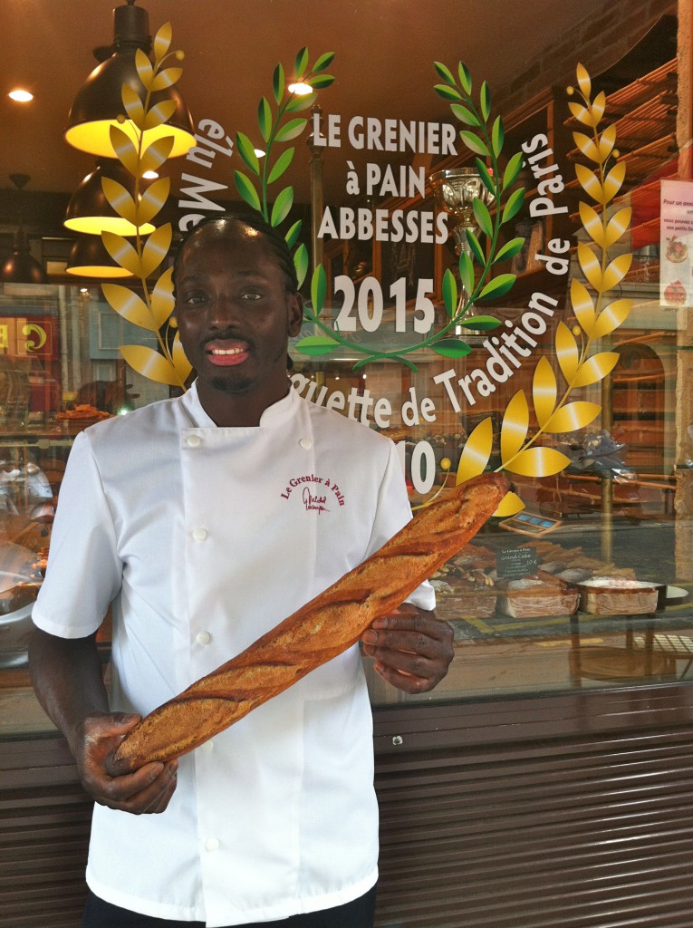 Djibril Boudian with baguette, showing the focus on food of French sayings. (Image © Melle Boudian Saly)