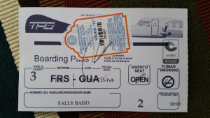 Airplane ticket from Flores to</br>Guatemala City, a scrapbook item that turns post-vacation blues into a good memory of the trip. (Image © Sally Baho)