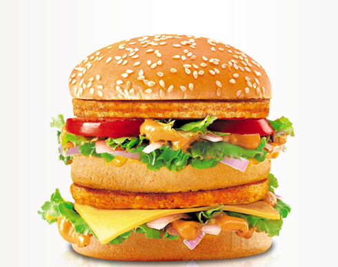 Chicken Maharaja Mac at a McDonald's in India, showing cultural differences in fast food. (Image courtesy of McDonald's)