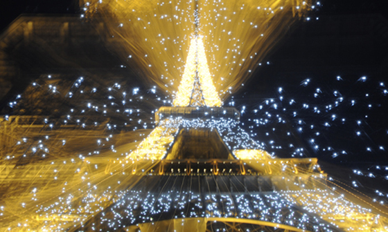 The Eiffel Tower in Paris during the light show, webcam wanderlust can provide this show. (Image © Meredith Mullins.)