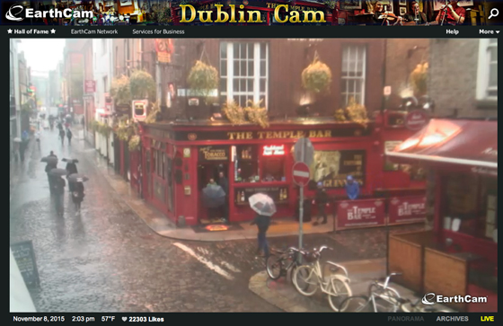 Virtual wanderlust via webcam of a Dublin bar. (Image courtesy of Earthcam.)