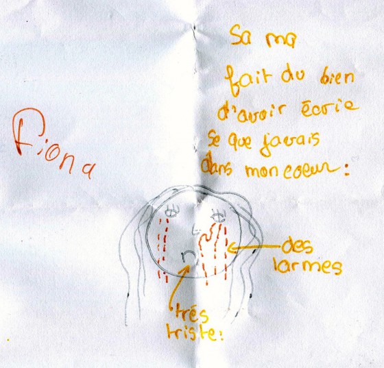 Child's drawing showing French cultural beliefs after the Paris attacks. (Image © Fiona Kemp-Griffin.)