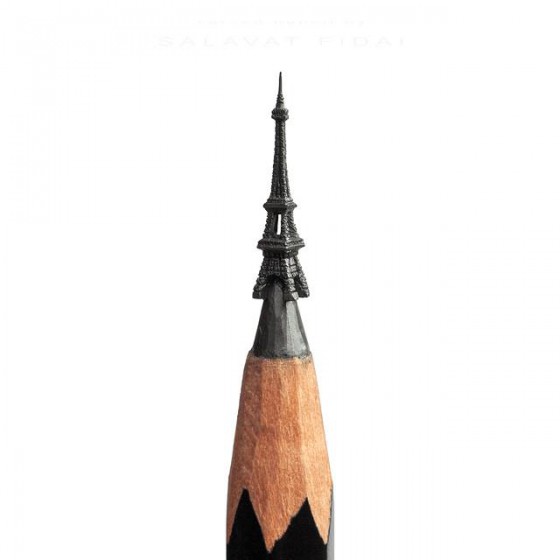 Pencil lead art of the Eiffel Tower by Salivat Fidai providing travel inspiration for world landmarks. (Image © Salivat Fidai.)