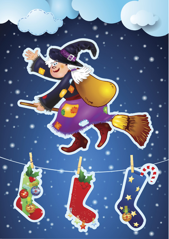 La Befana, a witch in Italy celebrating Epiphany, one of the holiday traditions showing cultural differences. (Image © Luvi40/iStock.)