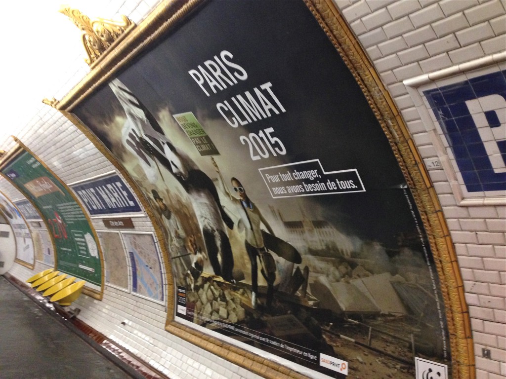 Paris metro poster, a message from one of the global citizens focused on climate change. (Image © Meredith Mullins.)