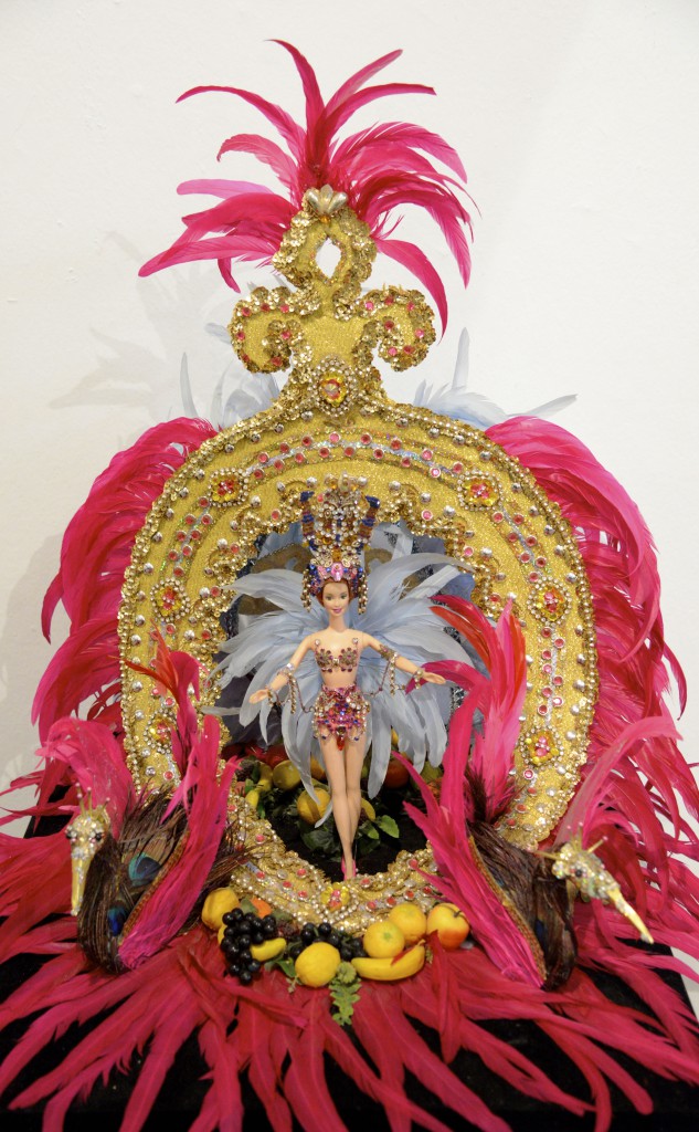 A Barbie carnival queen in pink, part of the Canary Islands carnival celebrations and travel adventures of the best kind. (Image © Meredith Mullins.)