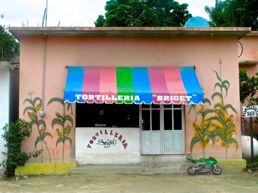 Tortilla shop in a small Mexican town, showing how the daily practice of making corn tortillas connects to Mexico's cultural heritage and traditions. (Image © Eva Boynton)