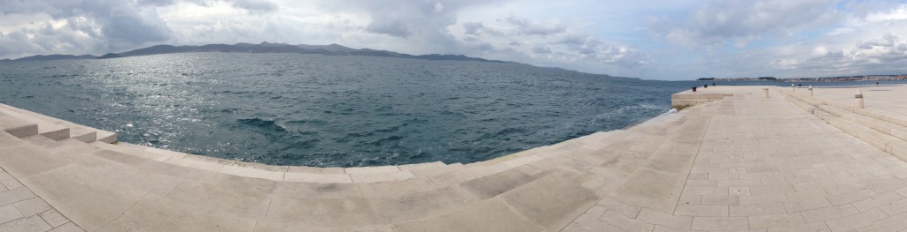 Panorama of the sea organ in Zadar, Croatia, travel inspiration for music and nature lovers. (Image © Meredith Mullins.)