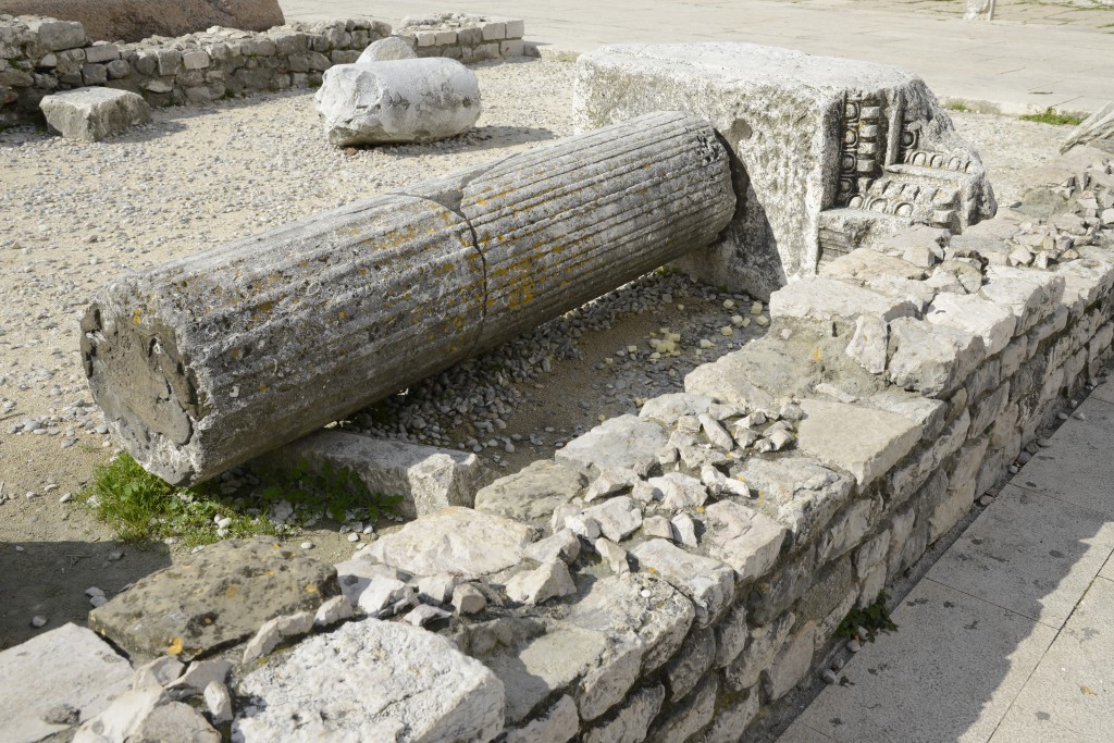 Roman column in Zadar, Croatia, fragments that provide travel inspiration of layers of history. (Image © Meredith Mullins.)