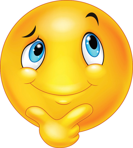Happy cartoon emoticon thinking, showing the language of social media and cultural change. (Image © Tigatelu/iStock.)