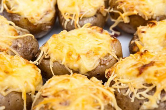 Stuffed baked potatoes, showing the cultural heritage of the potato in France. (© Bruskov/iStock.)
