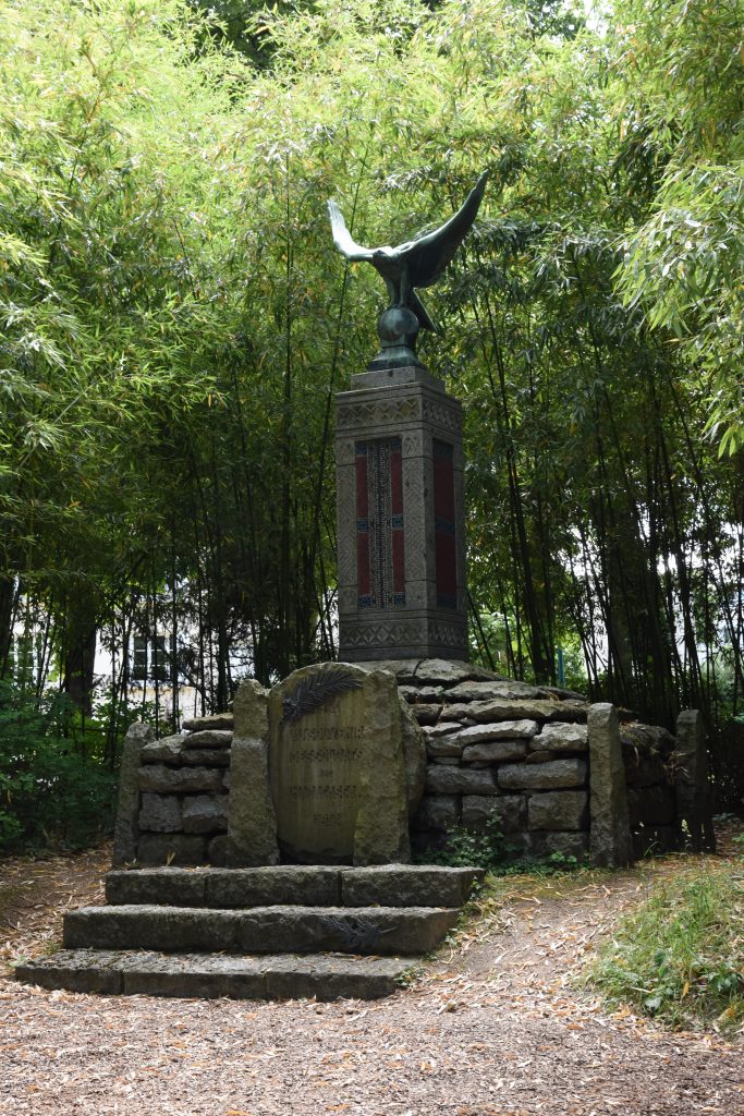 Madagascar memorial in the Jardin d'agronomie Tropicale, one of the hidden gardens in Paris where visitors are traveling the world. (Image © Meredith Mullins.) 
