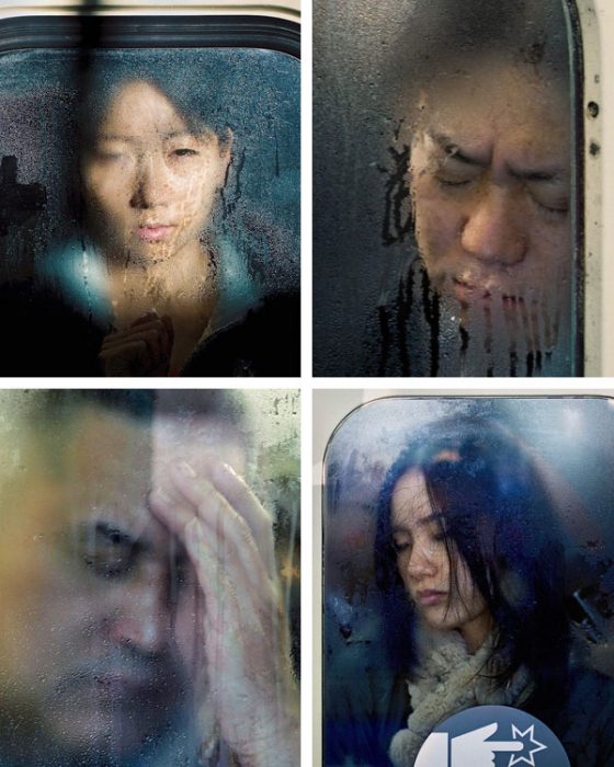Four faces in the Tokyo subway, from Michael Wolf's series Tokyo Compression, images crossing cultures to show life in cities. (Images © Michael Wolf.)