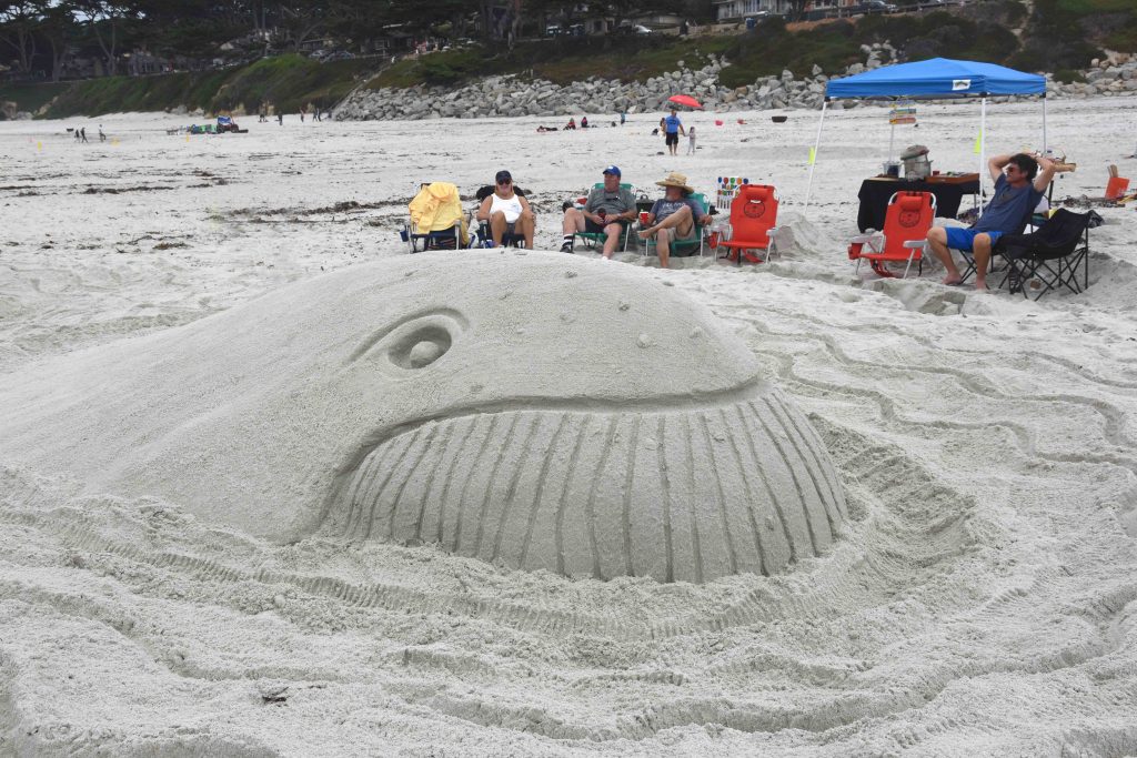 Whale sand sculpture by the Humpback Homies, part of the Great Carmel Sand Castle Contest, discovering the art of sand sculptures. (Image © Meredith Mullins.)
