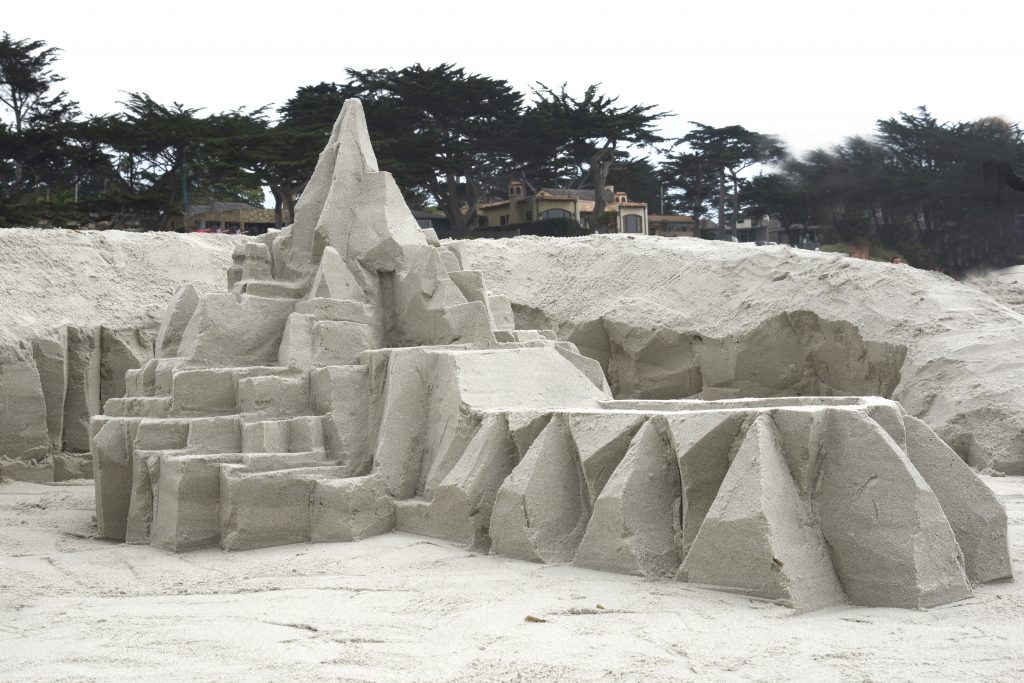 Abstract sand sculpture at the Great Carmel Sand Castle Contest, showing the art of sand sculptures. (Image © Meredith Mullins.)