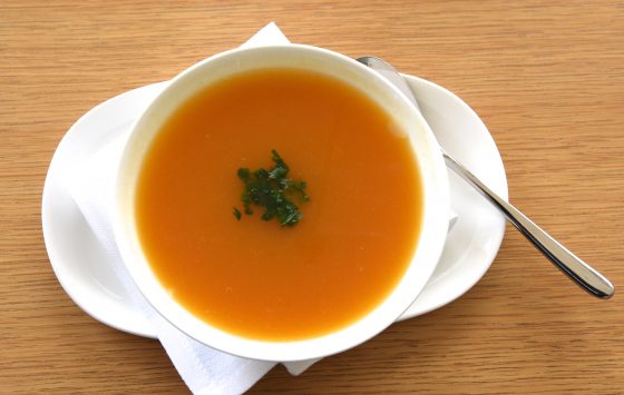 Vegetable soup from chef Hubert Hohler at the Buchinger-Wilhelmi fasting clinic in Germany, a healthy recipe for fasting, showing a cultural encounter with healthy eating. (Image © Meredith Mullins.)