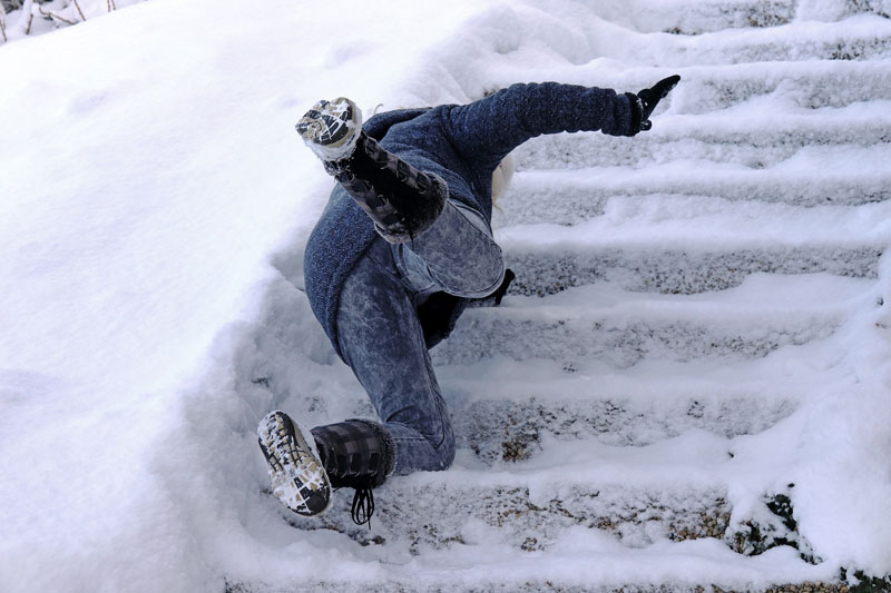 A woman falling on the ice inspires thoughts of time travel adventures. (Image © iStock/Astrid860)