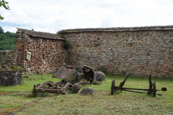 Metal debris in a garage in Oradour-sur-Glane, an important part of the cultural history of WW II in France. (Image © Meredith Mullins.)