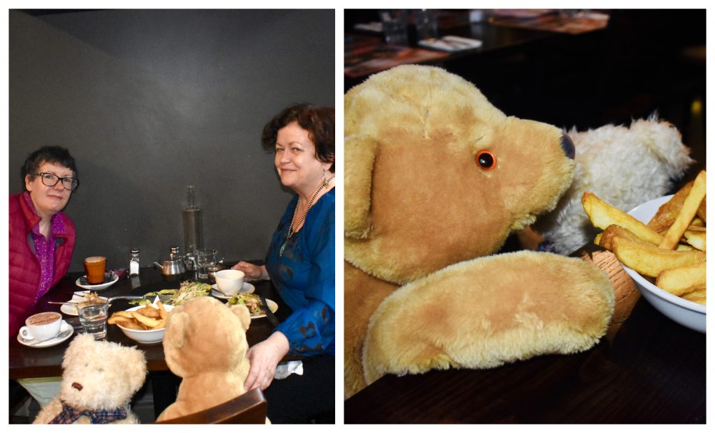 Two women with several toy animals share memories of a New Zealand travel adventure and Kiwi kindness. (Image © Susan Jamieson/ Barbara Van Der Woerd)