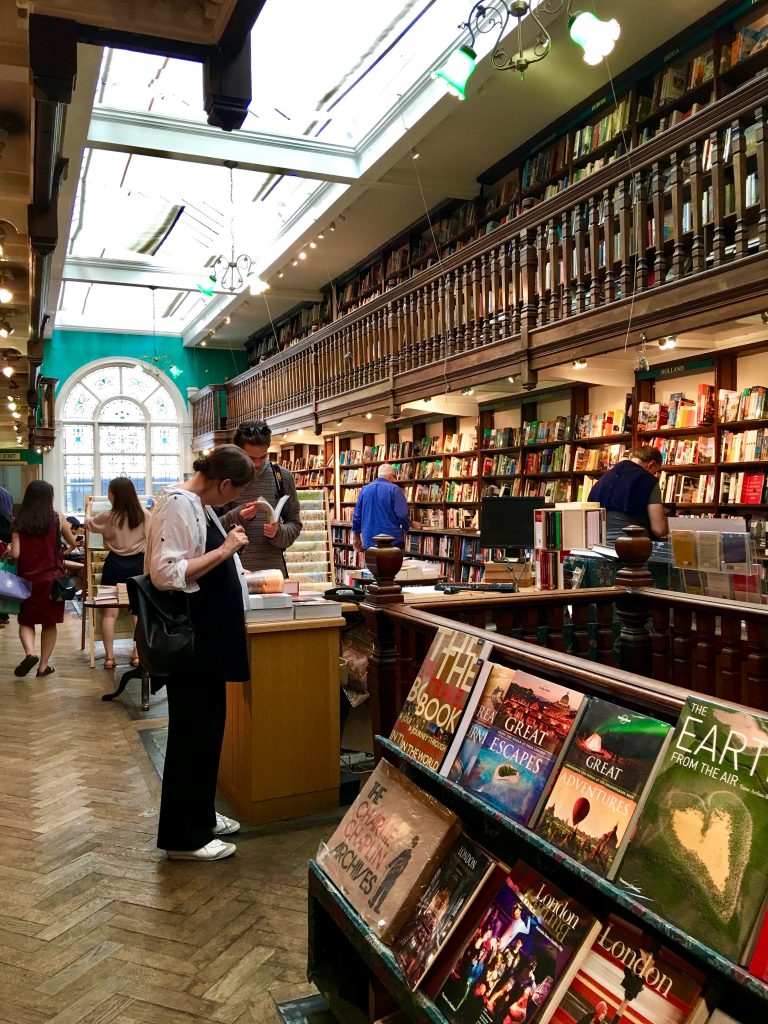 Daunt Books for Travelers on Marylebone High St, London celebrates wanderlust and reading while traveling. (Image © Joyce McGreevy)
