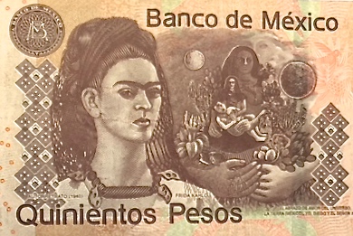 Frida Kahlo on the Mexican peso, part of the world's paper money that shows cultural heritage and traditions. (Image © Stephen Mehay.)