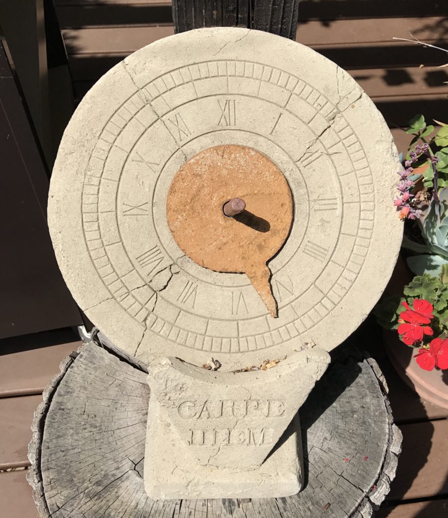 Sun dial at the New Camaldoli Hermitage in Big Sur, a place for seeking silence to challenge the cultural traditions of Labor Day. (Image © Meredith Mullins.)