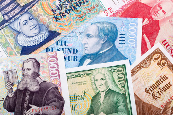 Iceland paper money with different personalities, part of the world's paper money showing cultural heritage and traditions. (Image © Johan10/iStock.)