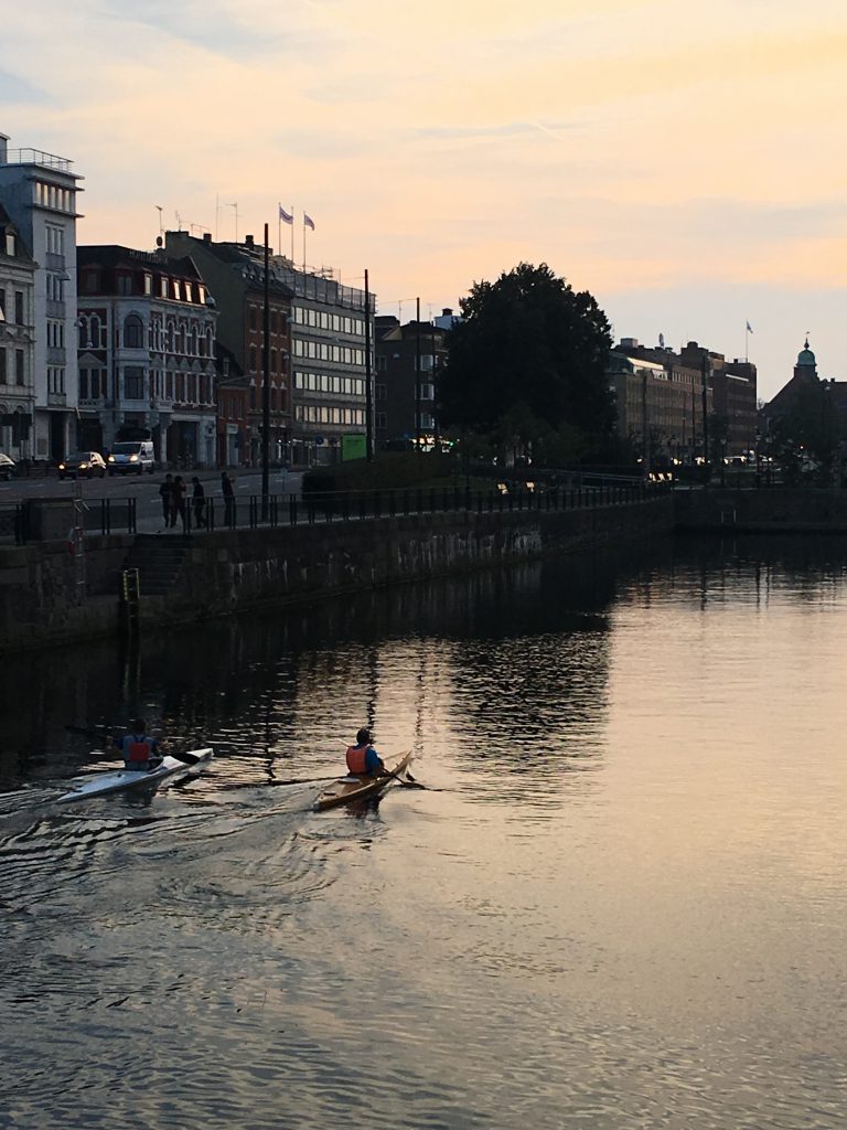 Kayakers in Malmö, Sweden savor discoveries in moments of urban peace and quiet. (© Joyce McGreevy)