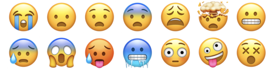 Emoji faces from Apple, showing culture and language and the universal language of emojis. (Image from Emojipedia.)