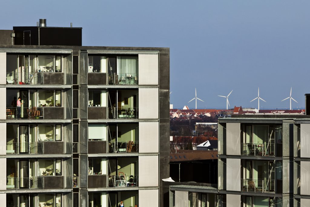 Windmills on Copenhagen's urban horizon exemplify how creative thinking and Danish design affect energy policy. (Image © Kontraframe)