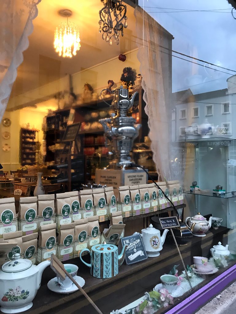 A tea shop window  in Galway, Ireland reflects the holiday charm that inspires winter wanderlust. (Image © Carolyn McGreevy)