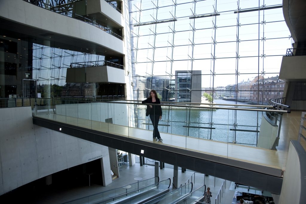 An interior view of the Black Diamond, an ultramodern extension of the Danish Royal Library in Copenhagen, showcases Danish design and creative thinking. (Image © Copenhagen Media Center and Nicolai Perjesi)