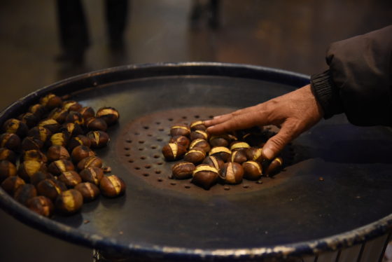 Roasted chestnuts, showing cultural traditions of the holidays and holiday foods around the world. (Image © Meredith Mullins.)