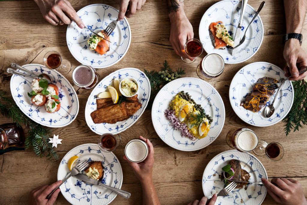 An assortment of Nordic cuisine on Royal Copenhagen plates at Restaurant Kronberg, Copenhagen exemplifies the creative thinking of Danish design. (Image © Copenhagen Media Center and Ty Stange) 