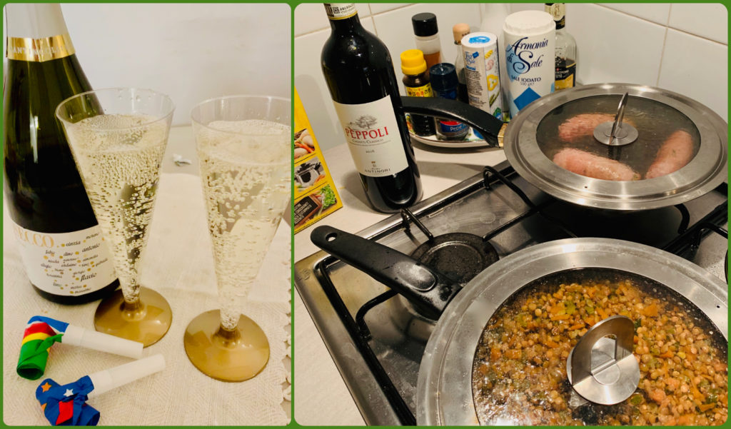 Prosecco, lentils, and cotechino are part of the culinary and cultural tradition of Florence, Italy during the winter holidays. (Image © Joyce McGreevy)