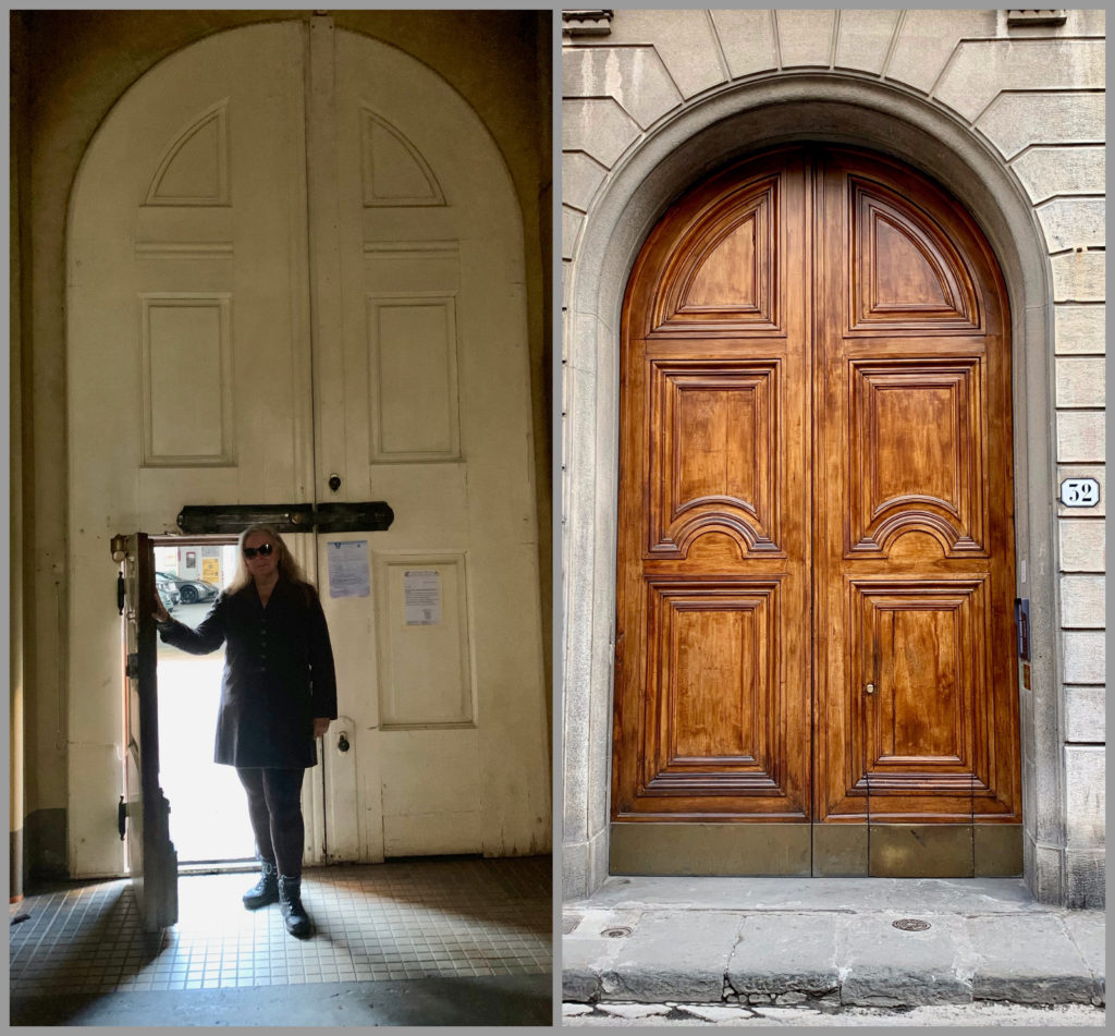 An exterior and interioA portone (grand door) seen from both sides inspires an aha moment about the small pleasures of everyday life in Florence, Italy. (Image © Joyce McGreevy)
