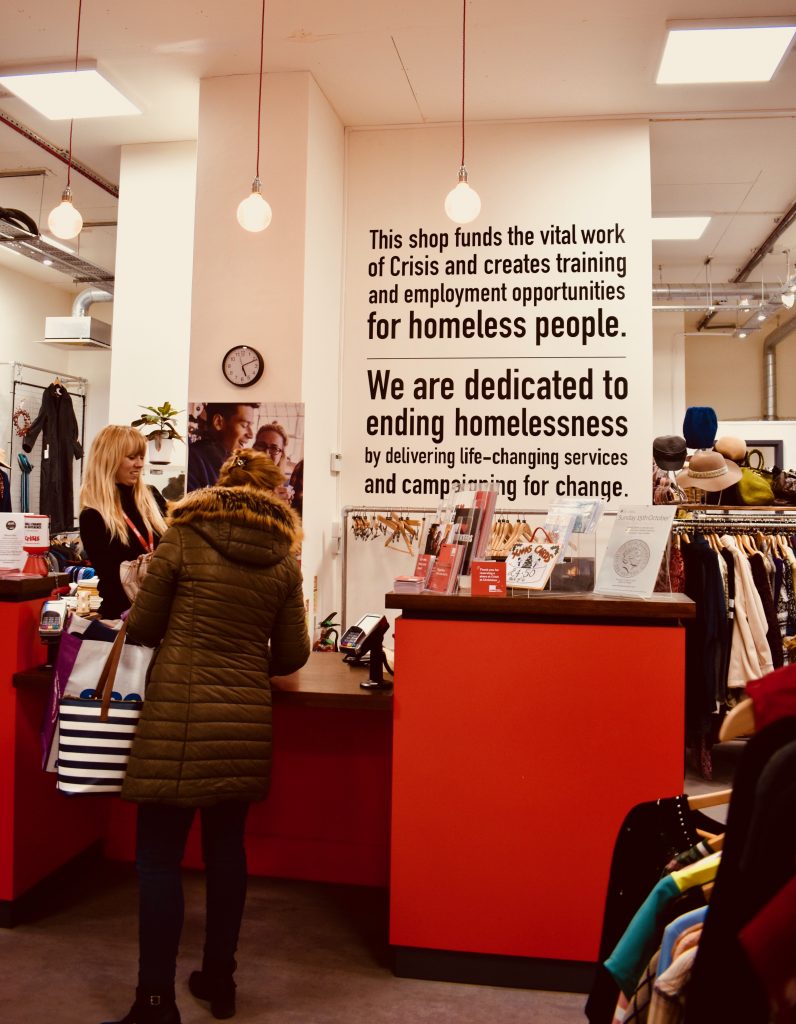 A charity shop in Elephant and Castle, London becomes a source of travel inspiration about traveling light. (Image © Joyce McGreevy)