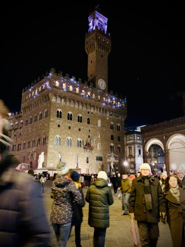 Piazza della Signoria in Florence, Italy is the site of a festive cultural tradition of open-air concerts during the winter holidays. (Image © Joyce McGreevy)