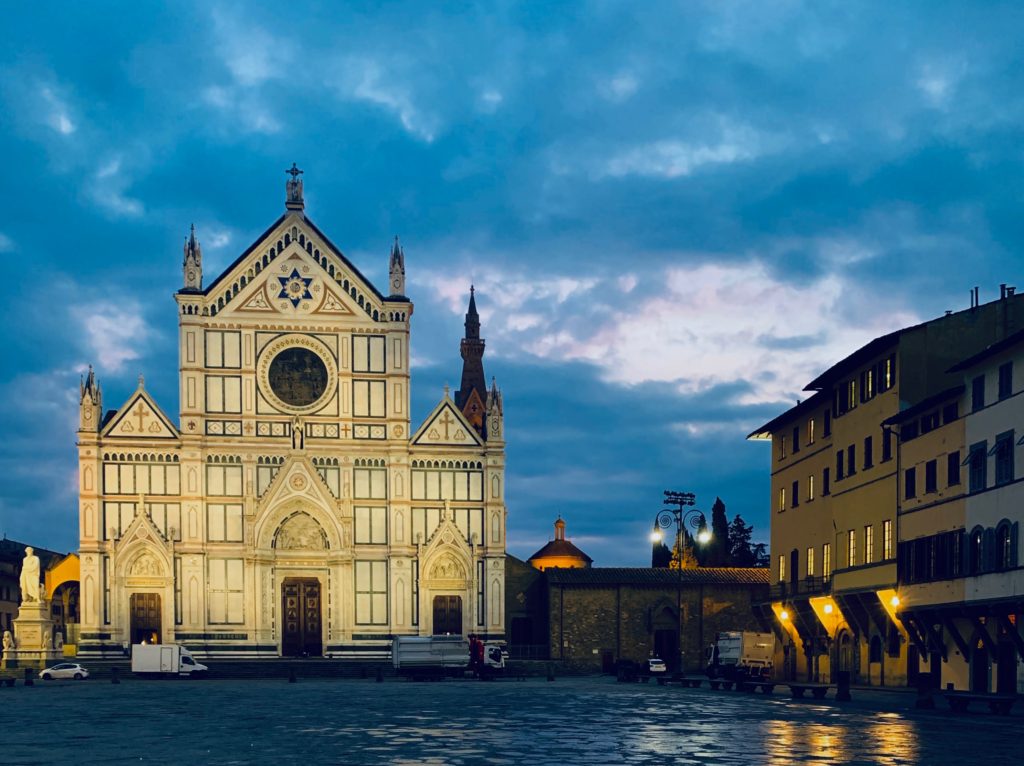 Santa Croce and passing trucks in Florence inspire an aha moment about everyday Italian rituals. (Image © Joyce McGreevy)